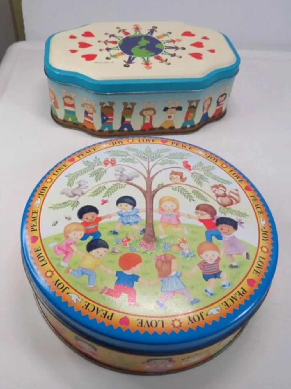 VTG Teacher Metal Tin Bundle: (5) Collectible Storage Tins (Crayola, ABC, Decor)